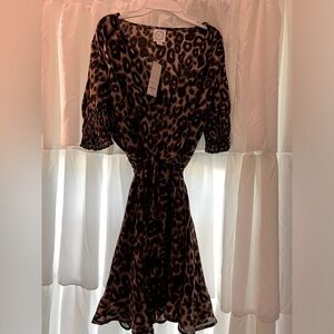 Leopard print dress M Francesca’s Blue Rain